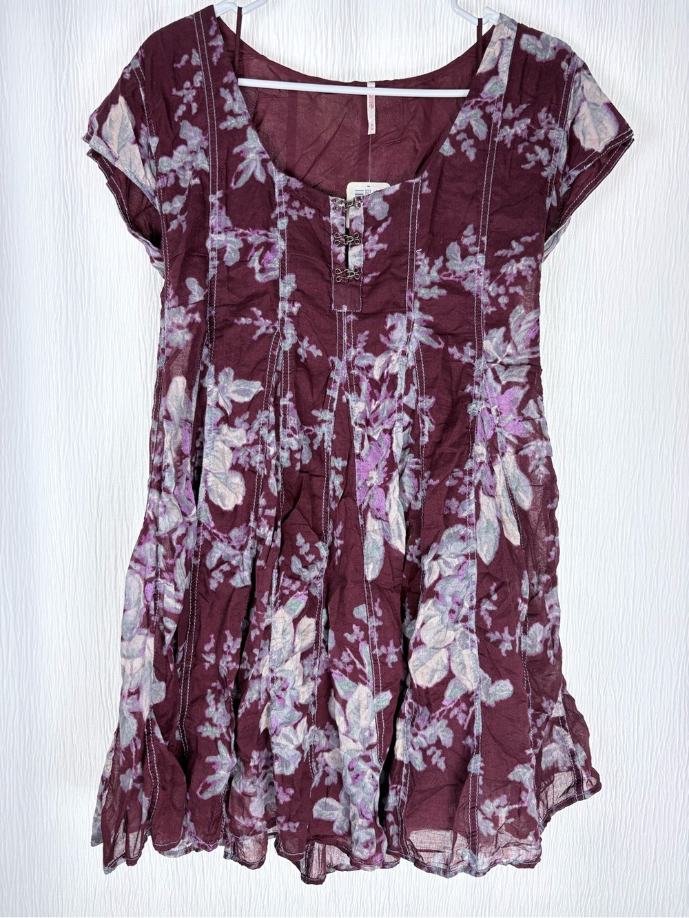 Free People Sully Dress, Purple Floral Mini, Size Medium